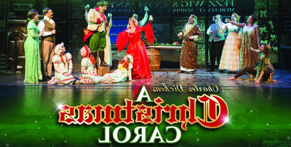 A Christmas Carol hero banner image, with the cast behind the title.